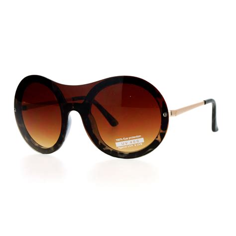 Sa106 Retro Unique Shield Round Rimless Womens Sunglasses Ebay