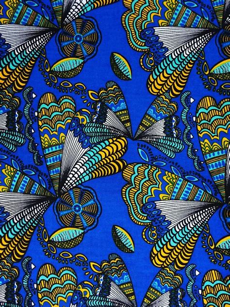 Blue African Print Fabric By The Yards Ankara Fabric By The Etsy