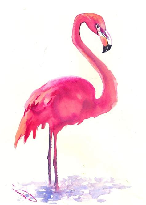 Flamingo Artwork Painting Original Watercolor Pink Flamingo Etsy