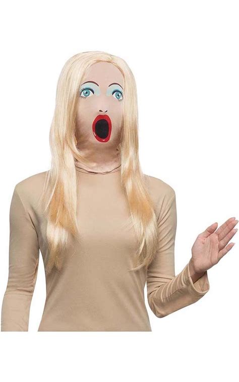 Sexy Adult Blow Up Doll Mask With Wig Costume Accessory Ebay