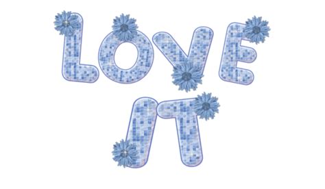 The Word Love Spelled With Blue Flowers On A White Background