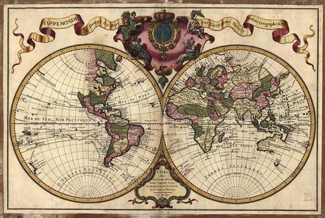 Antique Maps Old Cartographic Maps Antique Map Of The World Double