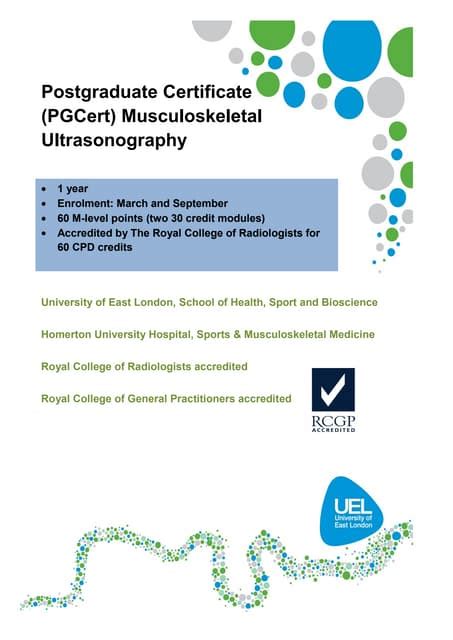 Postgraduate Certificate Musculoskeletal Ultrasound Programme Summary