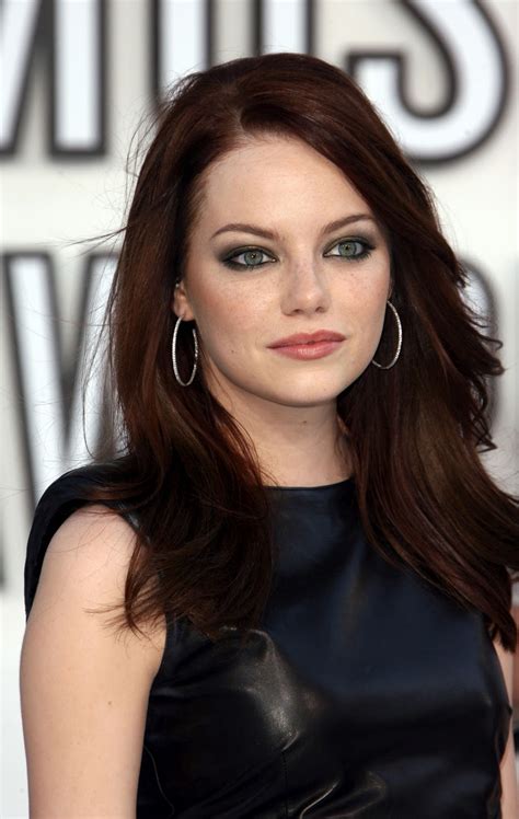 From bold red lips to her signature wavy hair, we count down emma stone's best beauty looks! Emma Stone: Emma Stone With Brown Hair