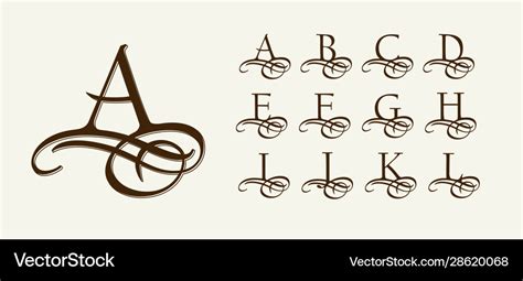 Vintage Set 1 Calligraphic Capital Letters Vector Image