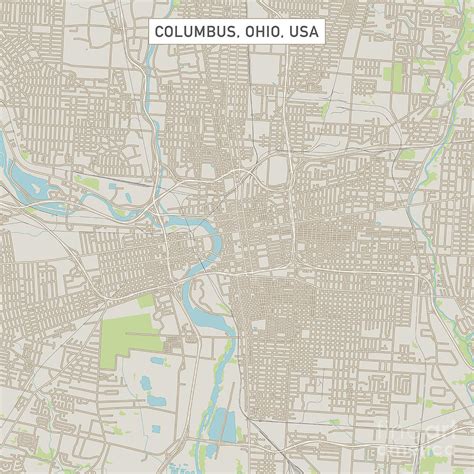 Columbus Ohio Us City Street Map Digital Art By Frank Ramspott