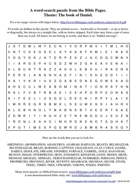 Printable Bible Word Search Puzzles For Youth Word