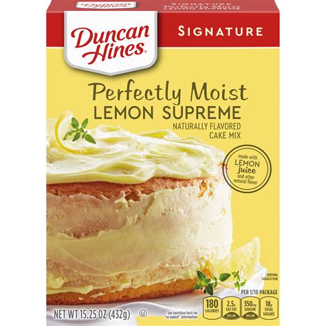 Browse our pie recipes, cake recipes, baking recipes, and more! Duncan Hines Signature Perfectly Moist Lemon Supreme Cake Mix, 15.25 OZ - Walmart.com - Walmart.com