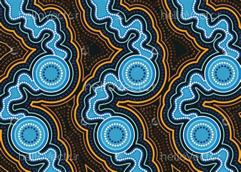 River Aboriginal Art Vector Painting With River Landscape
