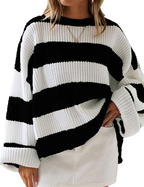 zesica women s long sleeve crew neck striped color block comfy loose oversized k ebay