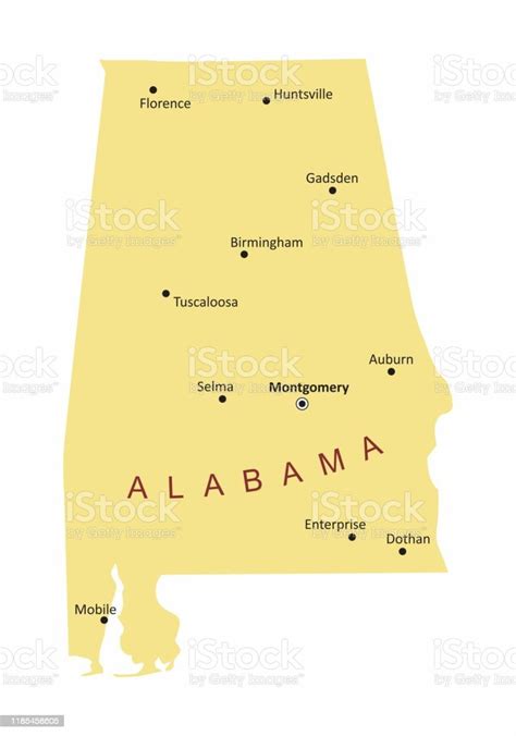 Alabama Cities Map Stock Illustration Download Image Now Abstract