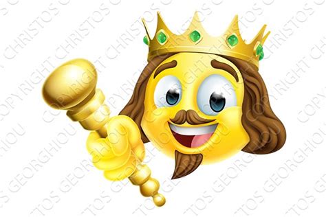 King Emoticon Emoji Face Gold Crown Pre Designed Photoshop Graphics