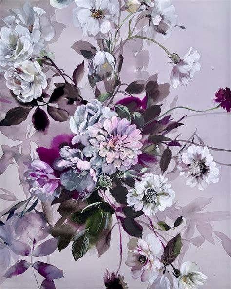 Jo Haran White And Grey Jo Haran Contemporary Floral Artwork