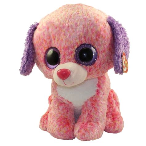 Ty Beanie Boos London The Pink Puppy Dog Glitter Eyeslarge Size