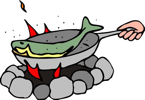 Cooking Fish On A Camping Cooker Vector Graphics Fry Clipart Png