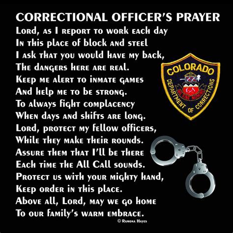 Correctional Officer's Prayer 8x 8 C.O. | Etsy