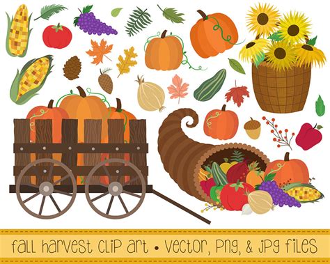 Fall Harvest Clipart Set Of 27 Vector Png And  Files Etsy