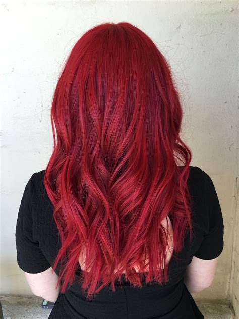 Vibrant Deep Red Bright Red Hair Color Red Balayage