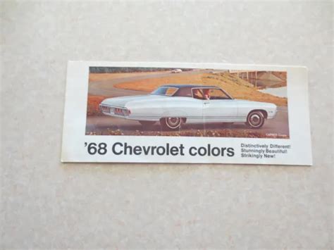 Original 1968 Chevrolet Cars Exterior Colour Chart Brochure Usa Eur