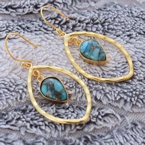Copper Turquoise Earrings Oyster Turquoise Earrings Turquoise Earrings