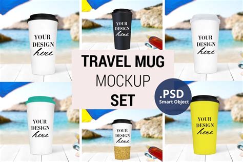 Download Beach Travel Mug mockup, Summer White Tumbler Mockup PSD