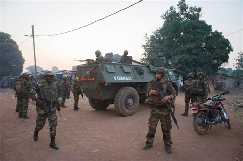 Sangaris Force Soldiers Patrol With Misca Soldiers In The Streets Of Paoua December 2013 Mali