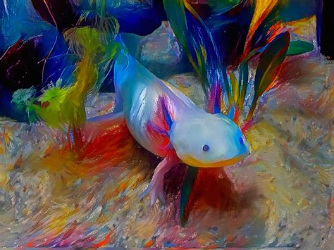 Colorful Axolotl Painting By Marley Rizla Pixels Merch
