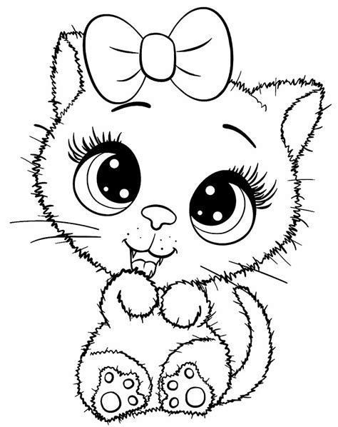 Kawaii Kitten Coloring Page Desenhos Fofos Para Color
