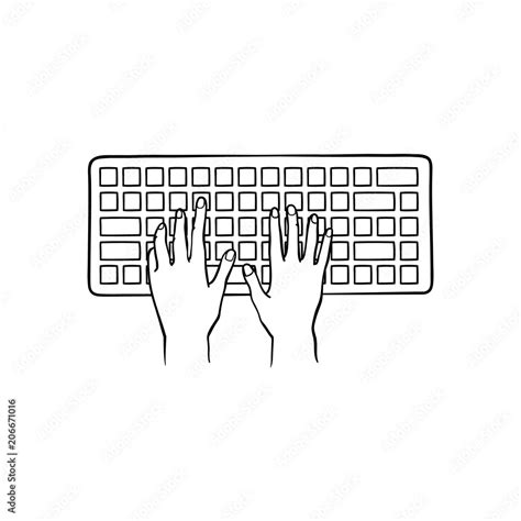 Human Hands Typing On Computer Keyboard Pushing Buttons With Fingers In
