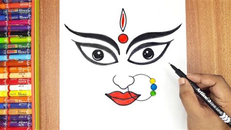 Maa Durga Drawing For Beginners How To Draw Devi Durga Easily Durga Puja Drawing Step By