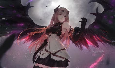 Pink Haired Woman Anime Character With Wings Wallpaper Anime Anime