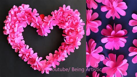 Paper Flower Heart Wall Decoration Paper Craft Diy Home Deocration