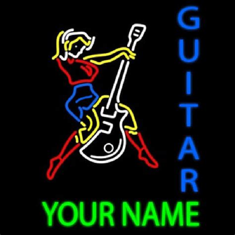 Custom Custom Guitar Logo And Blue Guitar Neon Sign Usa Custom Neon