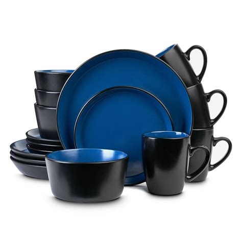 Stone Lain 32 Piece Casual Blue And Black Stoneware