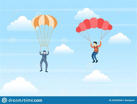 Skydive Is A Type Sport Of Outdoor Activity Recreation Using Parachute
