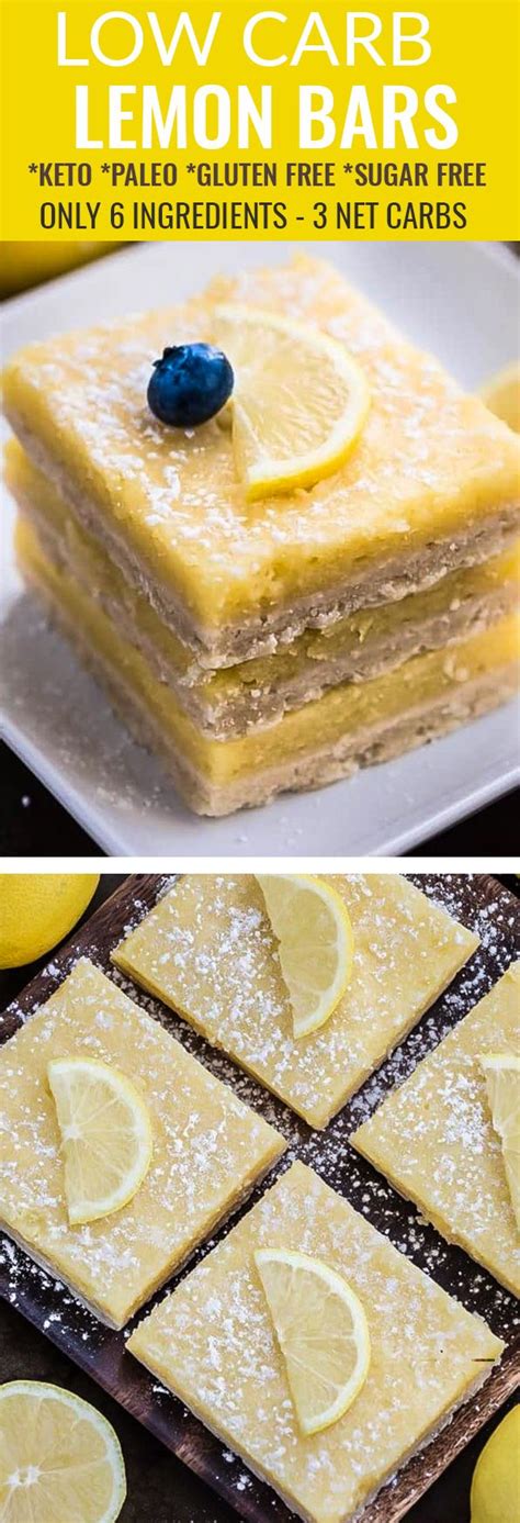 2.8g net carbs, 27g fat, 6.5g protein, 290 calories. LOW CARB KETO LEMON BARS | Low carb lemon bars, Lemon ...
