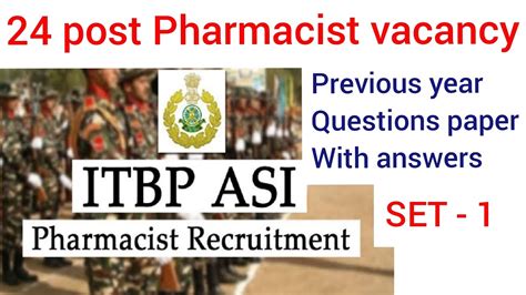 Itbp Pharmacist Previous Year Question Set With Answers Post