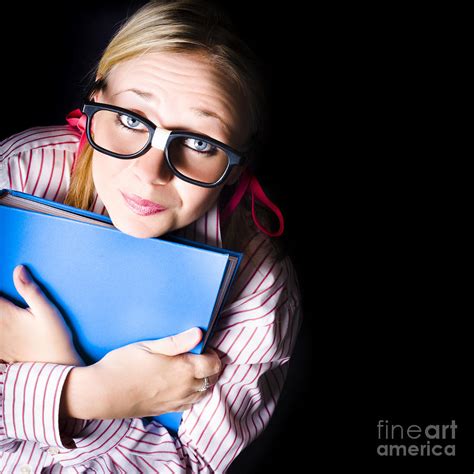 Nerd Grade School Student Holding Textbook Photograph By Jorgo