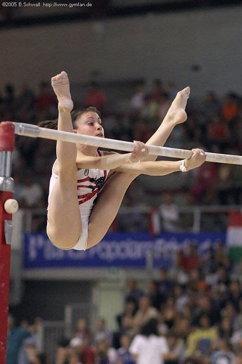 Gymnast Doing Splits On Balance Beam During Competition Women S Artistic Gymnastics Routine Red