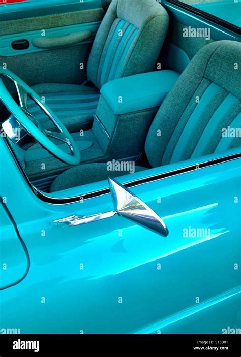 Turquoise Custom Car Interior Stock Photo Alamy