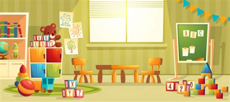 Free Vector Cartoon Illustration Of Empty Kindergarten Room With