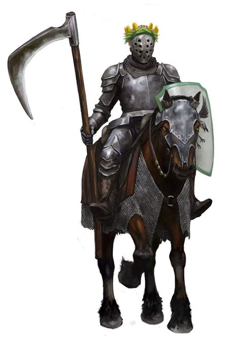 Fighter Knight On Horse Plate Armour Shield And Scythe Dnd