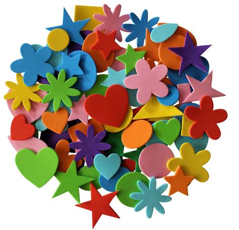 Details About New 180 Self Adhesive Craft Foam Shapes Childrens Colours