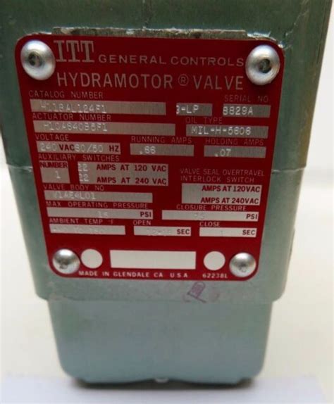 Itt General Controls Gas Valve H118al124f1 Valve Body V1ae4l01 240vac