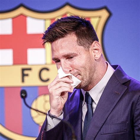 watch lionel messi breaks down in tears while bidding farewell to barcelona football españa