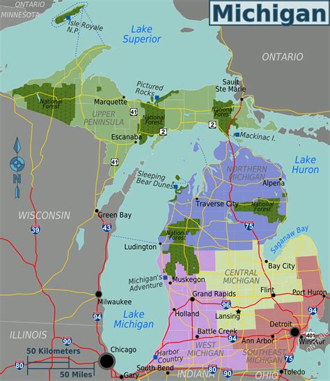 Map Of Michigan Map Regions Online Maps And