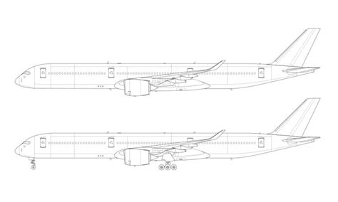 Airbus A350 1000 Blank Illustration Templates Norebbo