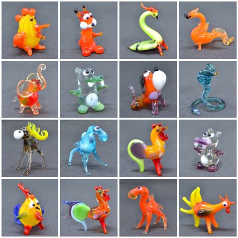Set Of Small Glass Figurines Glass Animals Tiny Little Murano Glass
