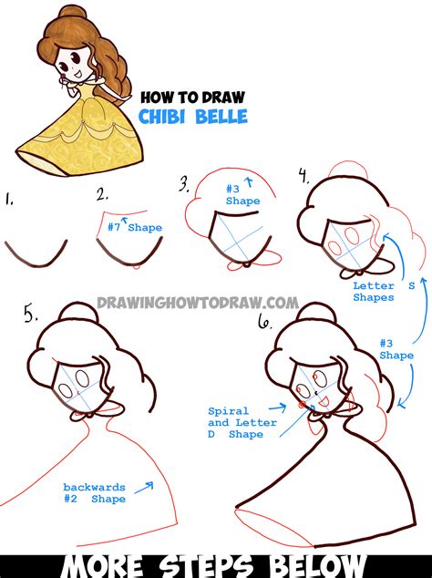 How To Draw Cute Baby Chibi Belle From Beauty And The Beast Easy