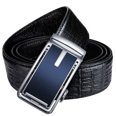 Fashion Blue Buckle Black leather belts for jeans formal Casual ...